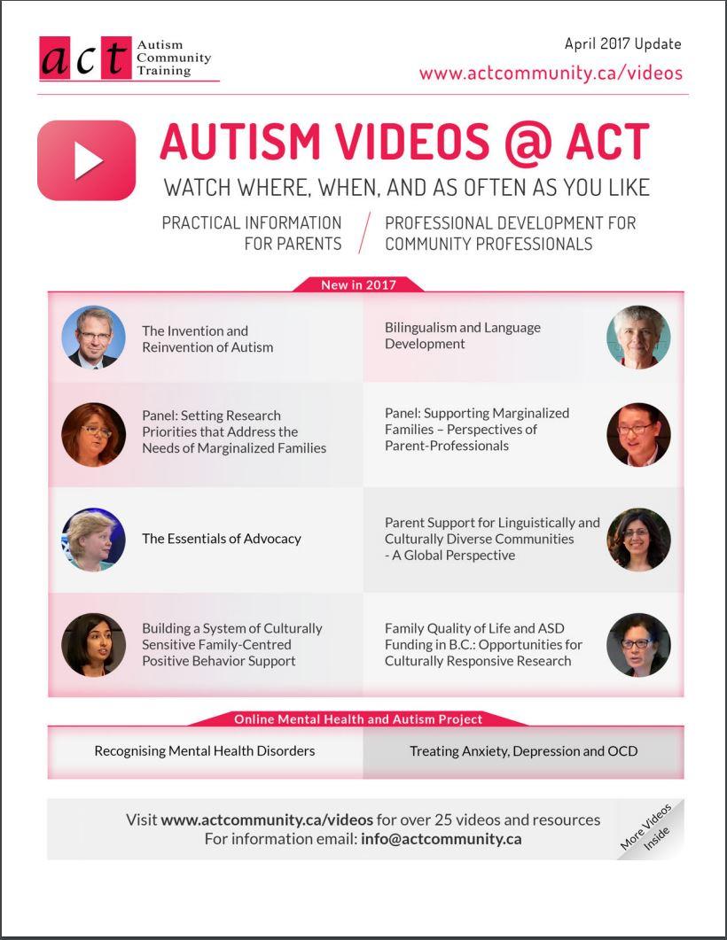 NEW: Updated Autism Videos @ ACT 2017 Guide | ACT - Autism Community ...