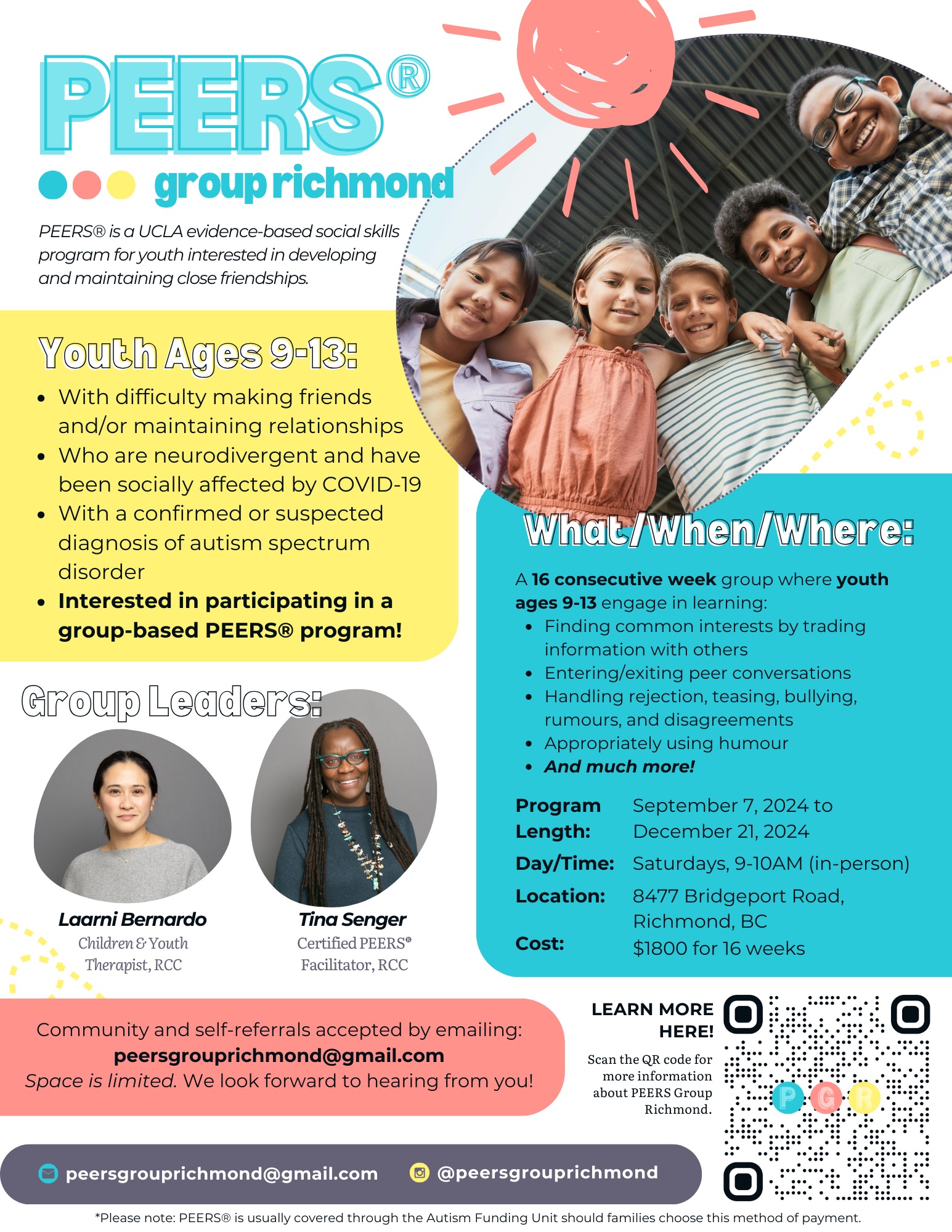 PEERS social skills training group for ages 9-13